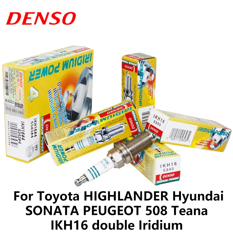 DENSO автомобильная свеча зажигания для Toyota Highlander hyundai Sonata peugeot 508 Teana Dodge Chrysler двойной Иридиевый IKH16