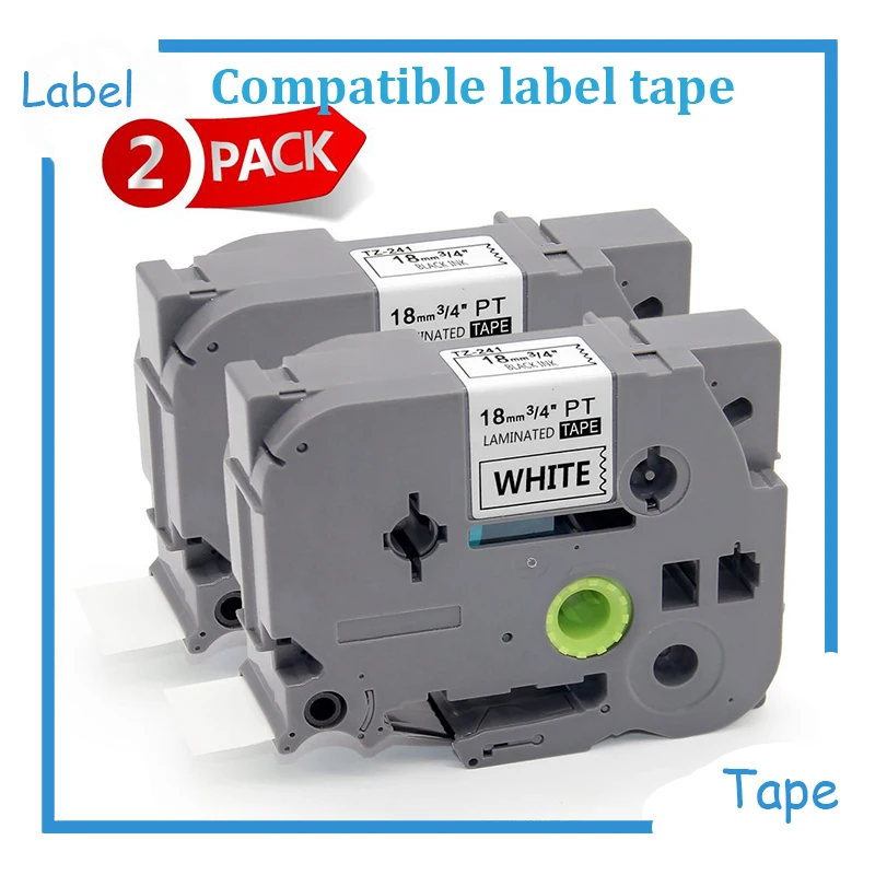 

2pk/lot 18mm tze241 tze 241 tze-241 Compatible for TZe Laminated Compatible Brother Label Ptouch Tapes tz 241 tz241 tz-241