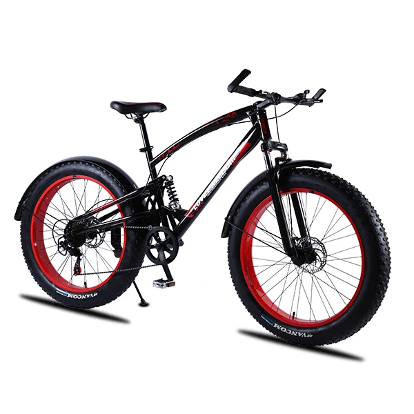 7 speed Black red Любят свободу высокое качество велосипеда 7/21/24/2 7 Скорость 26*4,0 с крупными покрышками для езды по передние и задние амортизаторы двойной дисковый тормоз амортизационная вилка для велосипеда - Цвет: 7 speed Black red