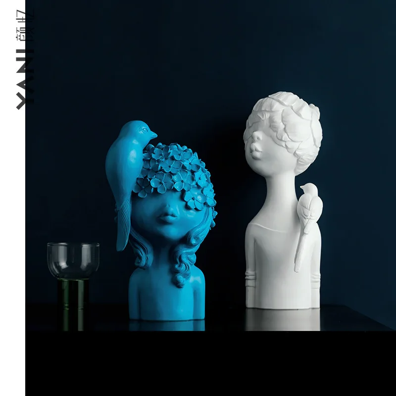 Creatieve Meisje Sculptuur скандинавский орнамент Woonkamer модель для веранды украшение подарок