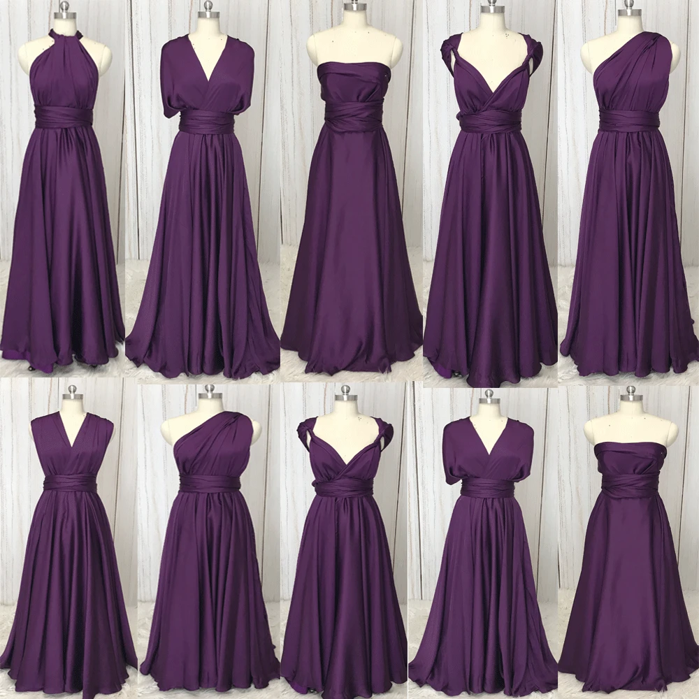 SuperKimJo Brautjungfernkleid фиолетовые платья подружки невесты длинные атласные дешевые свадебные платья