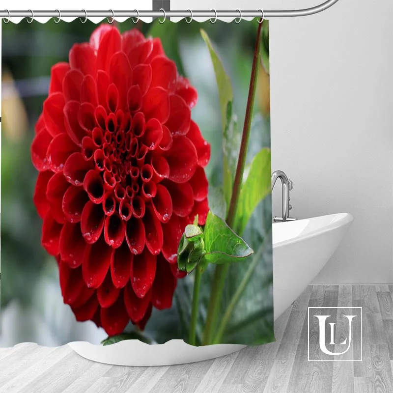 

Custom bloom dahlia Curtain Fabric Modern Shower Curtain bathroom beautiful Curtains Bath decor Polyester Cloth Waterproof