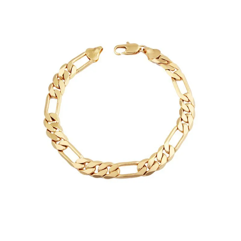 2018 горячая Распродажа желтое золото цвет Фигаро браслет цепочка для мужчин с