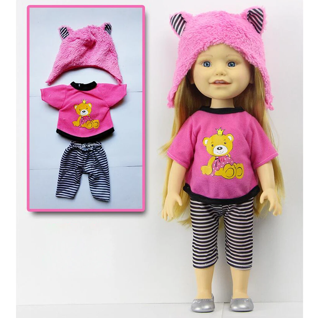 16-дюймовая Одежда для кукол розовая футболка + штаны шапочка комплект 40 см