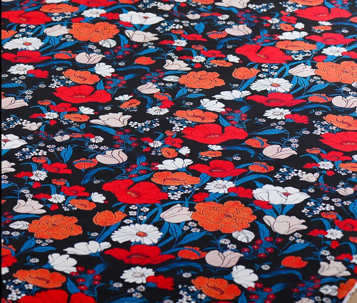 100% Pure mulberry Silk Fabric Flower Garden small stretch of heavy silk fabric 25MUMI Shirt Dressmaking 5 yards C370 | Дом и сад