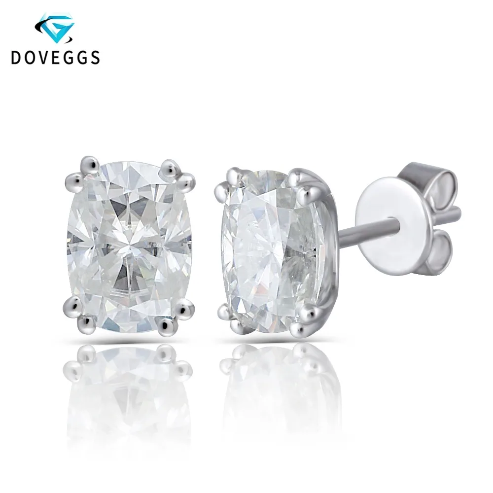 DovEggs 14K белое золото 2.0ctw 5*7 мм GH бесцветная Подушка лаборатория искусственный Муассанит серьги-гвоздики с бриллиантами для женщин ювелирные украшения