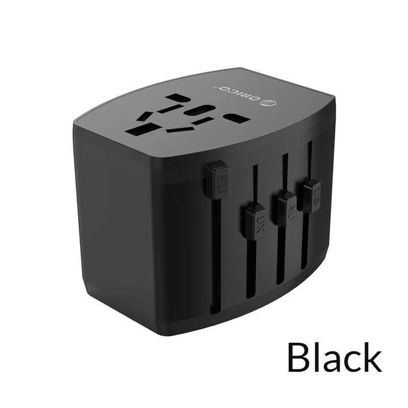 Black ORICO дорожный адаптер электрическая розетка EU/US/UK/AU штекер Универсальный адаптер питания с 4 портами usb 5V3. 4A зарядное устройство - Цвет: Black