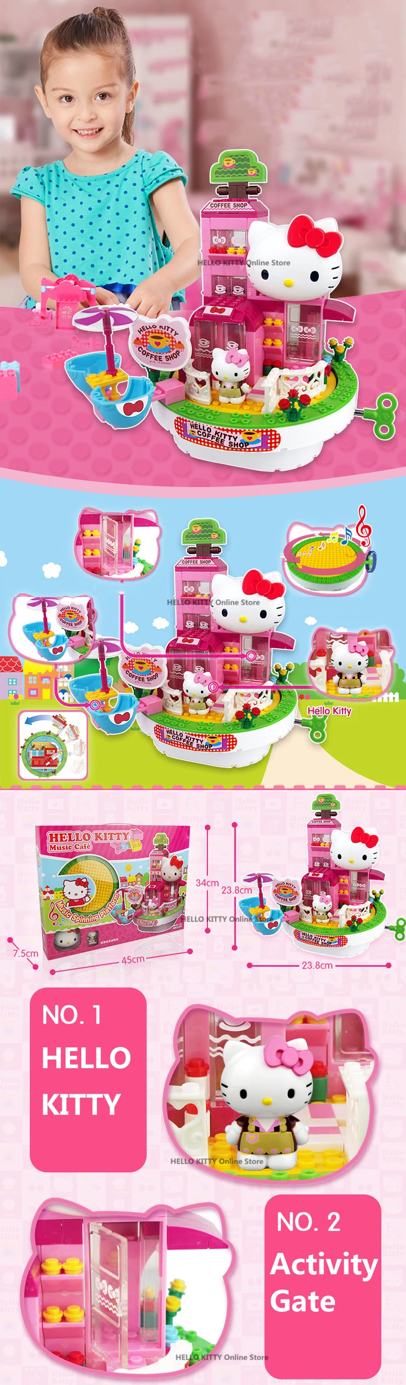 Hello kitty Мини-блок парк развлечений строительные блоки игрушки составное здание блоки воображение обучающая игрушка детский подарок