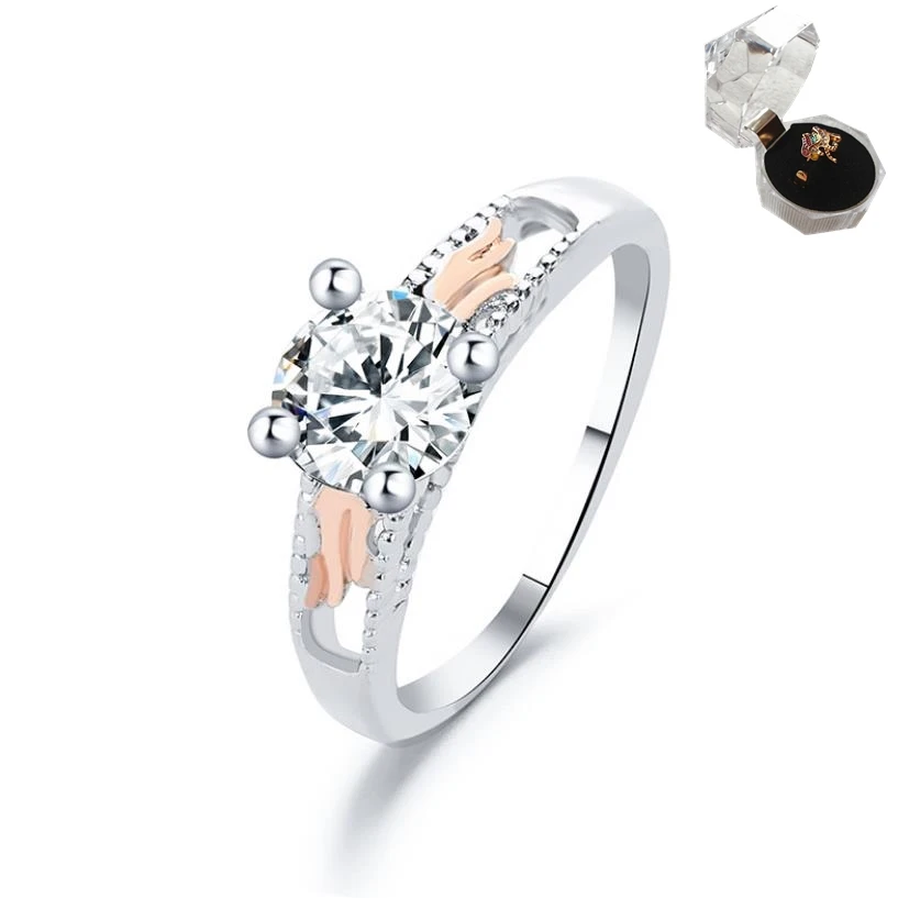 2019 Новое поступление 2 тона крылья кольцо Ангел Bling CZ свадебное на палец ювелирные