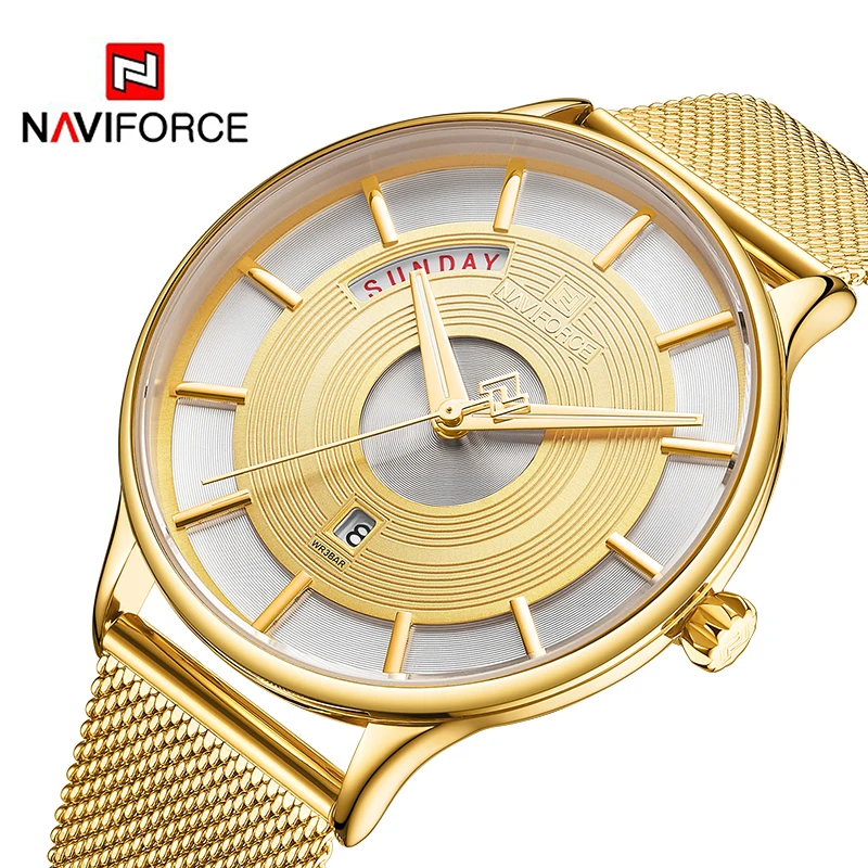 Часы наручные NAVIFORCE Мужские кварцевые брендовые Роскошные модные деловые