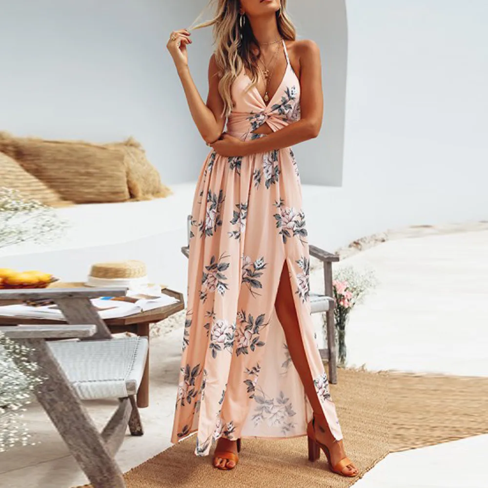 Женское пляжное платье с цветочным принтом Jaycosin богемное Повседневное без