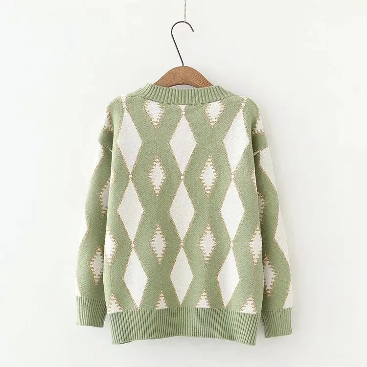 Argyle печати пуловер свитер осень зима 2108 Мори девушка | Женская одежда