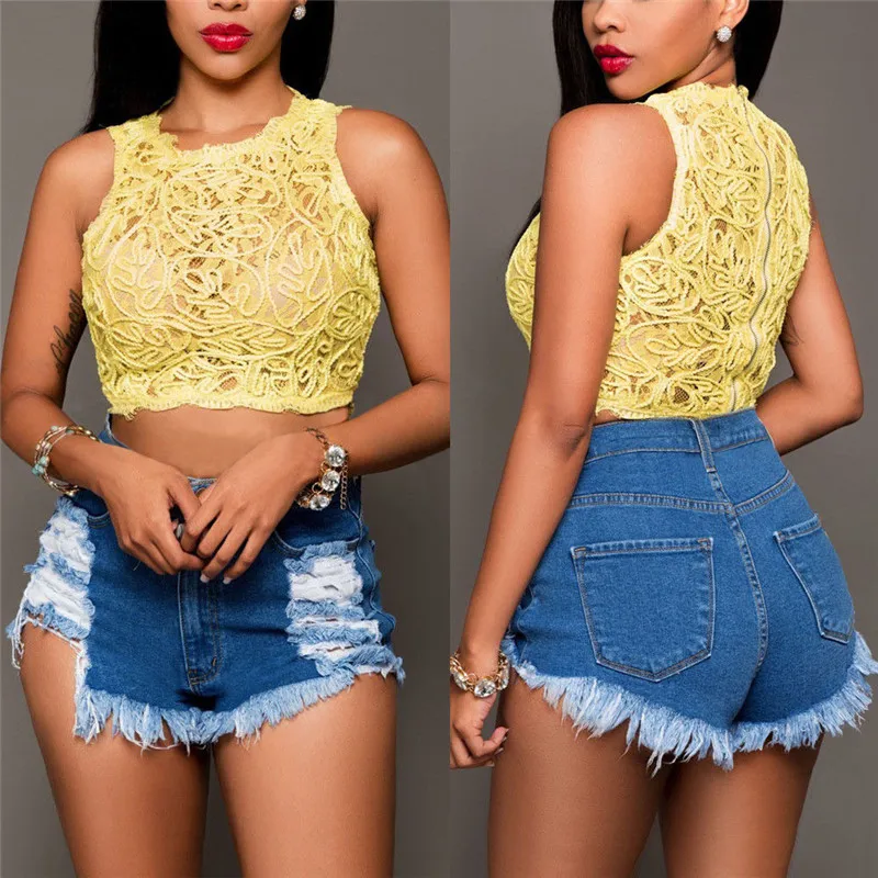 Стильные женские Мини джинсы с высокой талией 2018 летние пляжные популярные