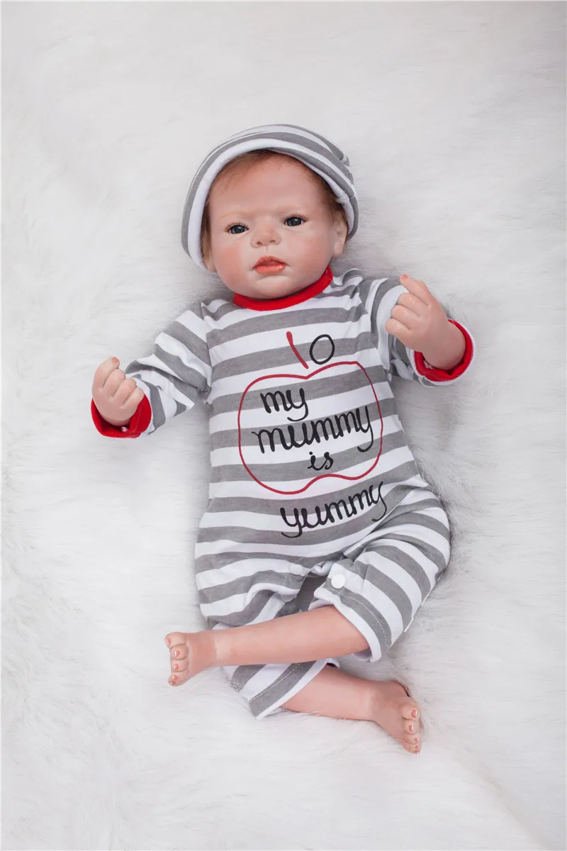 20 inches Doll Reborn Soft body Kawaii bebe real Babies For Girls boy gray Romper Newborn Dolls gift | Игрушки и хобби