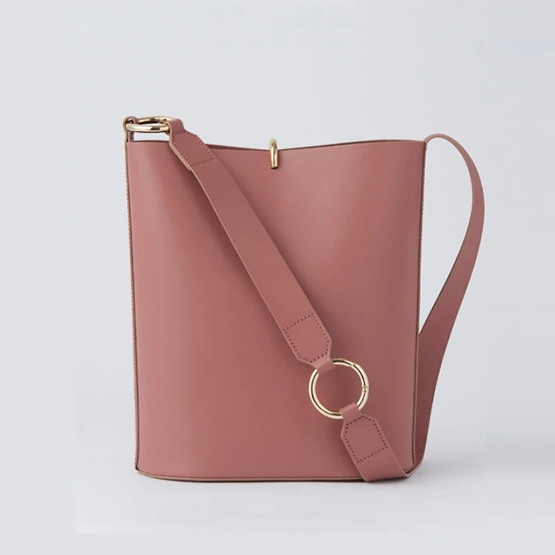 pink FLAME HORSE Newest Bucket Bag Women Leather Shoulder Bag Lady PU Leather Cross Bag - Цвет: pink