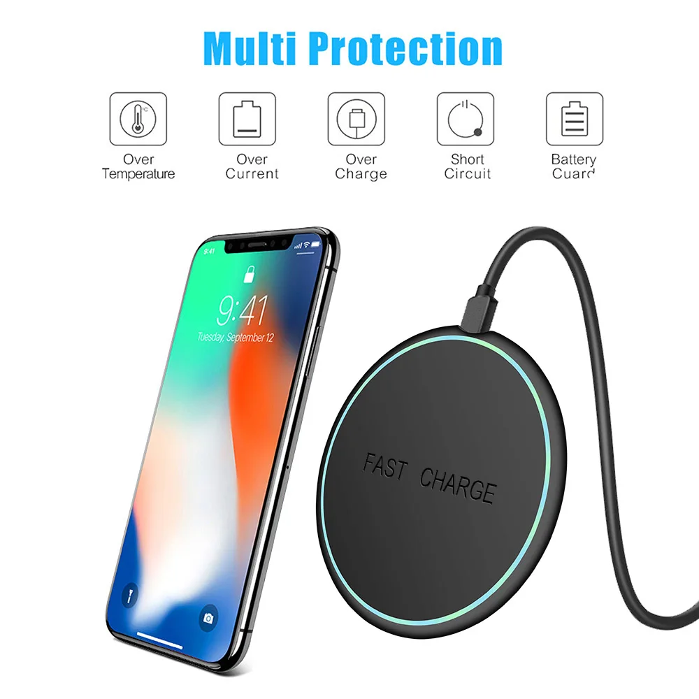 FDGAO 10 Вт Быстрое Qi Беспроводное зарядное устройство для iPhone X XS Max XR 8 Plus USB быстрая Беспроводная зарядка для samsung S8/S8+ S9/S9+ S10