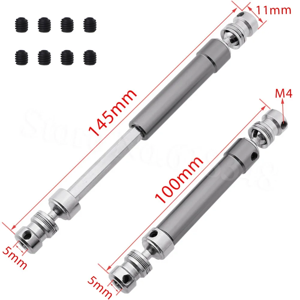 

2pcs Duty Metal Drive Shaft 100-145mm For 1/10 RC Rock Crawler Truck Axial SCX10 RC4WD Tamiya HSP Traxxas Accessories