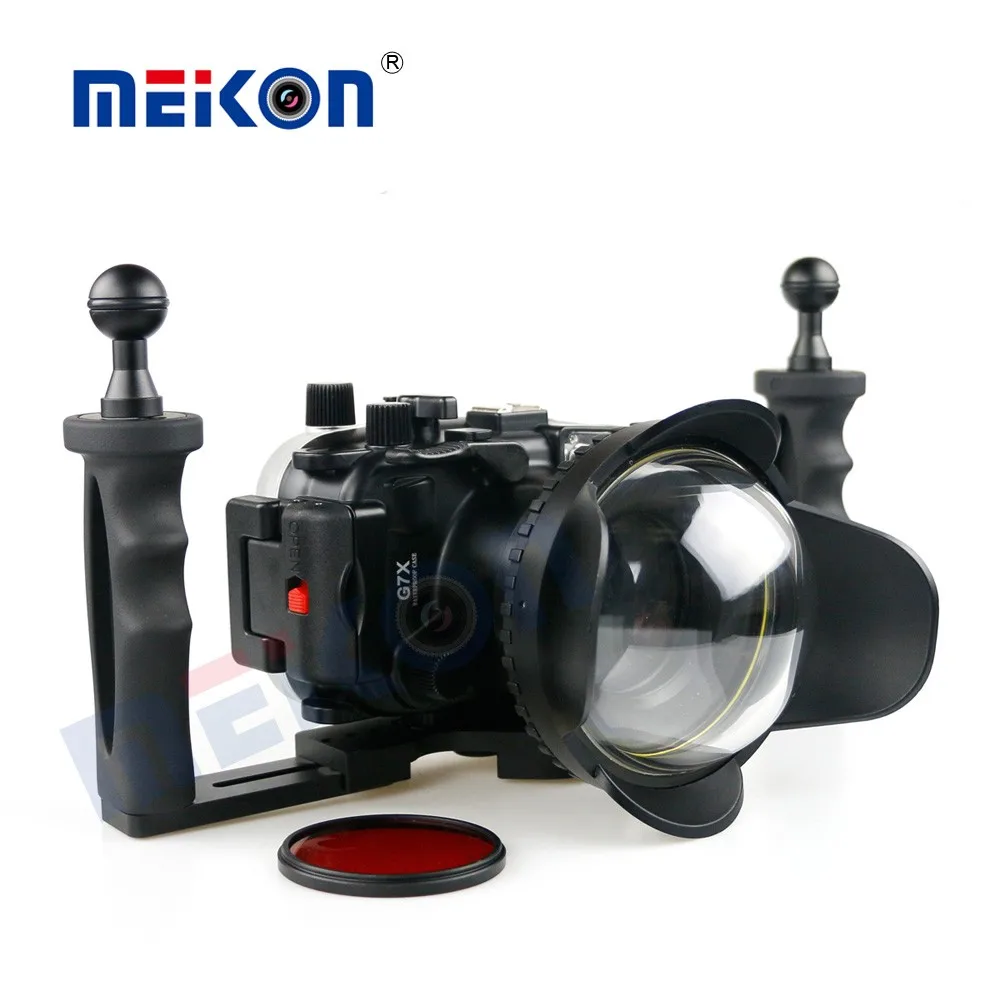 Meikon 40 м/130 футов подводный водонепроницаемый чехол для камеры canon G7X+ 67 мм Круглый купол порт рыбий глаз+ две руки корпус лоток