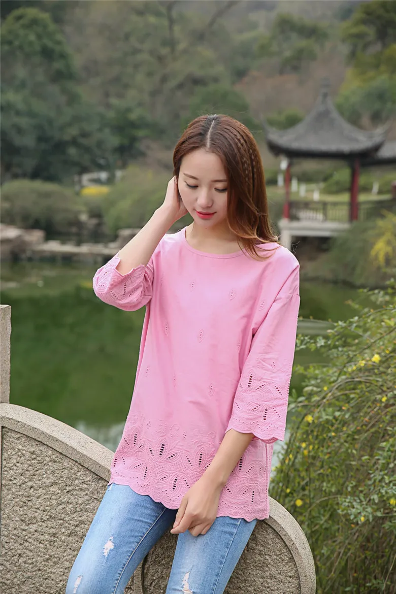 3XL-6XL Модные женские футболки больших размеров, свободные хлопковые футболки с круглым вырезом и принтом, топы с рукавом три четверти, Vetement Femme