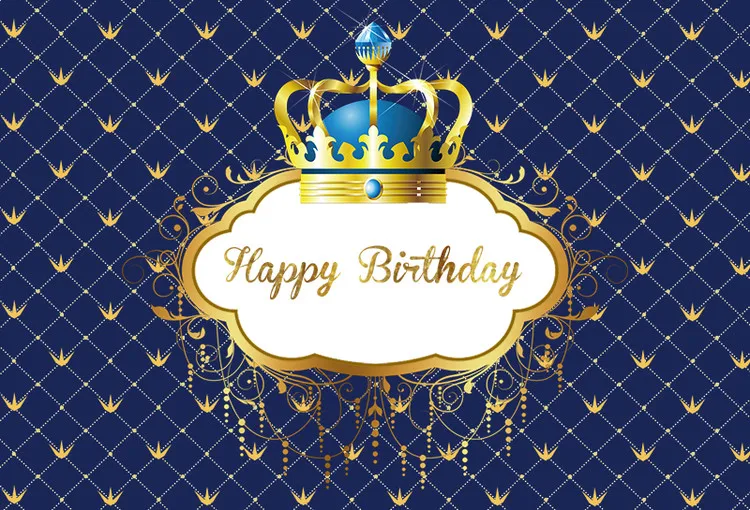 

happy birthday royal blue gold crown baby child photo background photography backdrops quality vinyl