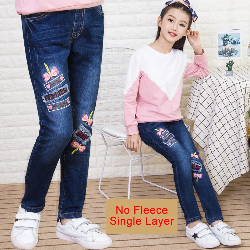 9003 no fleece Флисовые джинсы для девочек; зимняя детская одежда; г.; хлопковые плотные теплые ковбойские леггинсы для подростков; эластичные джинсовые штаны для девочек 12 лет - Цвет: 9003 no fleece