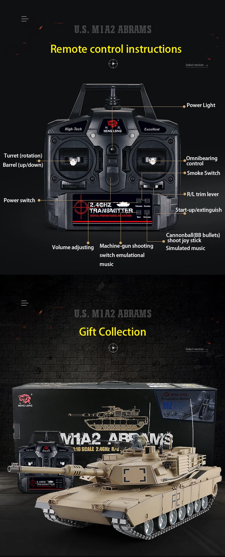 1:16 2,4 Ghz US RC M1A2 Abrams Tanque de batalla главный пульт дистанционного управления tanque de batalla humo y sonido детская игрушка Подарки