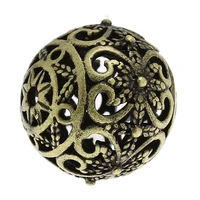 doreenbeadscopper filigree spacer beads round antique bronze flower hollow carved diy making jewelry about 17mmx16mm 1 piece