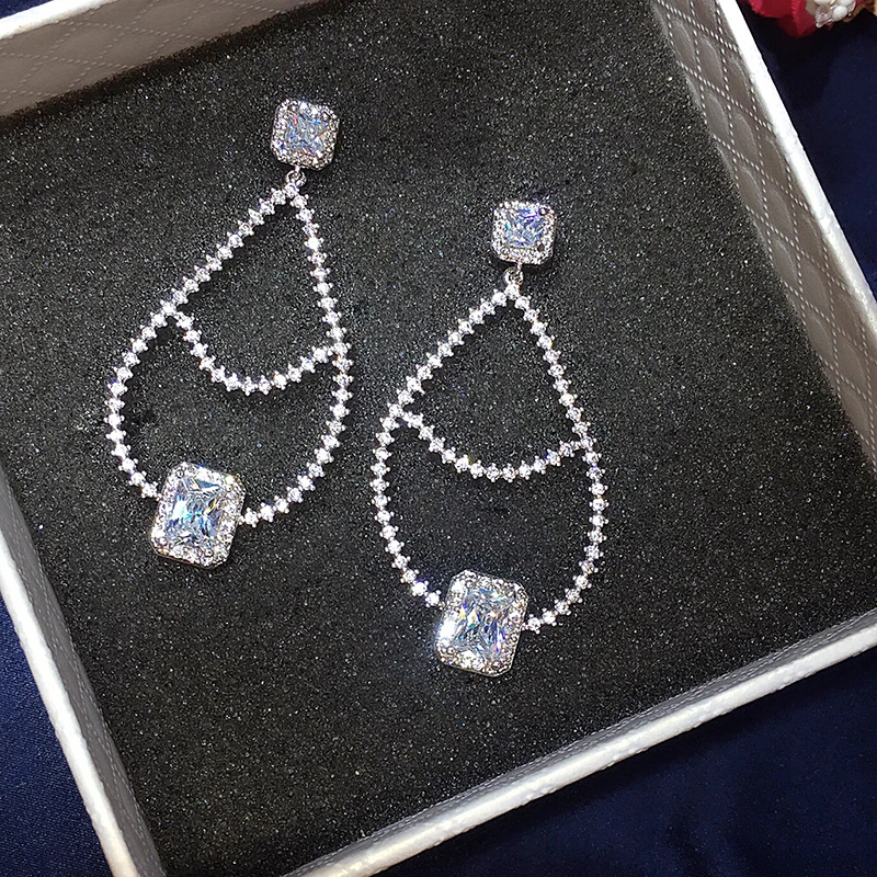 Серьги-подвески женские с фианитами для свадьбы | Украшения и аксессуары