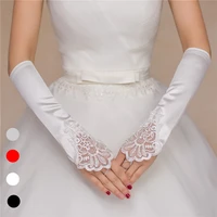 women fingerless bridal gloves elegant beading sequins elbow length white ivory red glove wedding accessories wholesale gv003