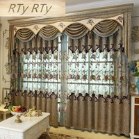 beautiful flowers tulle luxury embroidered valance decoration curtain for living room bedroom window treatment drapes