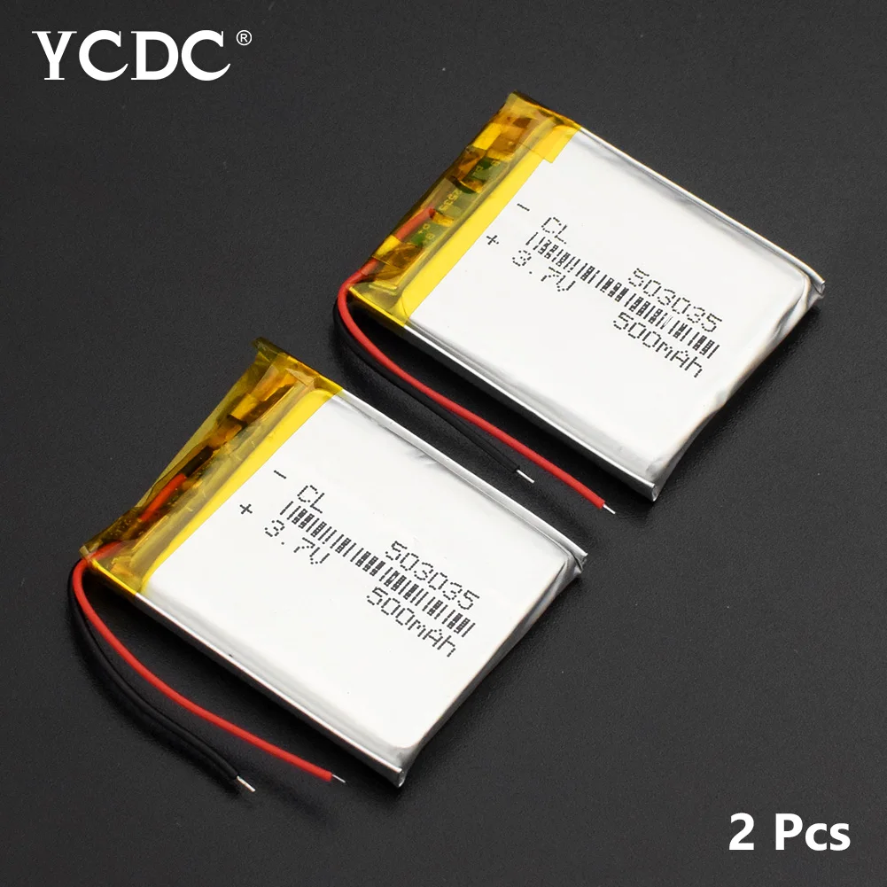 2Pcs 1/2/4 шт. 503035 3,7 v 500mah литий-полимерная батарея 3 7 Вольт ли бо ионным lipo аккумуляторные батареи для dvd gps навигации - Цвет: 2Pcs