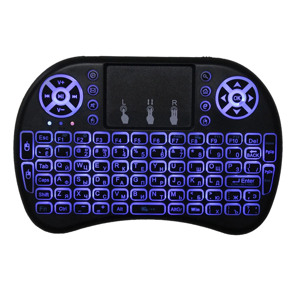 Английская русская испанская i8 Мини Беспроводная клавиатура с подсветкой 2 4 ghz Fly