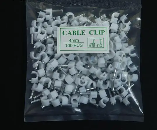 4 мм круглые кабельные зажимы для гвоздей белые зажимы|nail wire clips|cable clipcable nail |