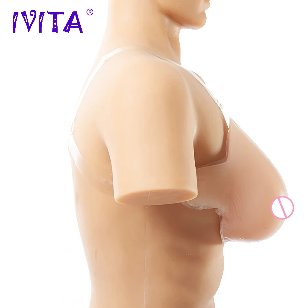 IVITA 1200 г КАПЛЕВИДНАЯ Реалистичная силиконовая форма груди с лямками для