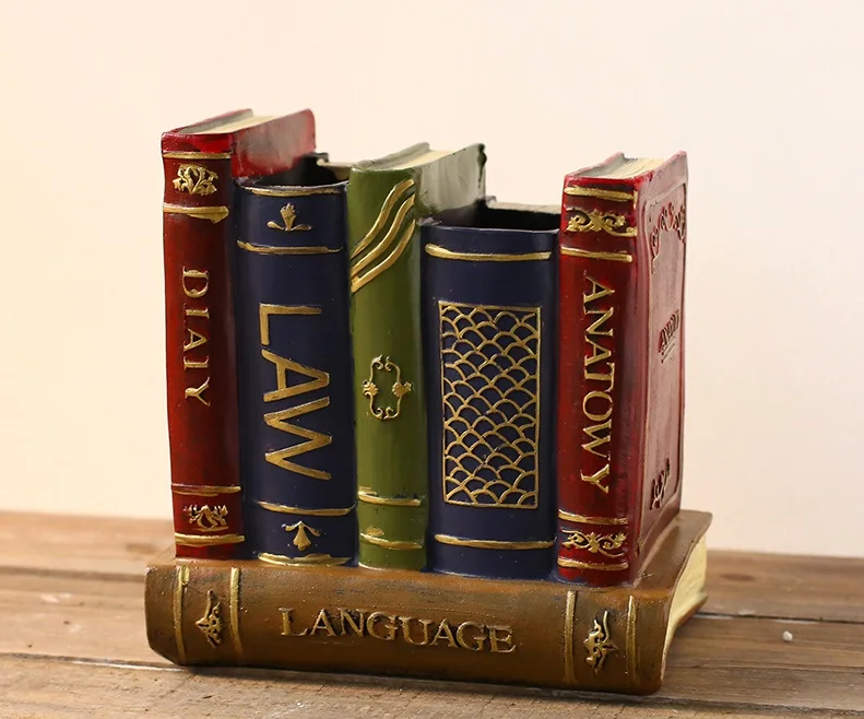Ретро креативная настольная полимерная книга, динамик, модель камеры, ремесло, Настольная ручка для хранения, держатель в горшке, подарок, украшения для дома - Цвет: B