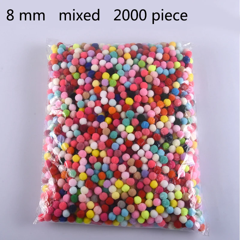 2000 piece mixed 2000 шт 8 мм помпоны мягкие помпоны меховые шарики художественные игрушки поделки Сделай Сам одежда швейная ткань принадлежности Свадебные украшения для дома - Цвет: 2000 piece mixed