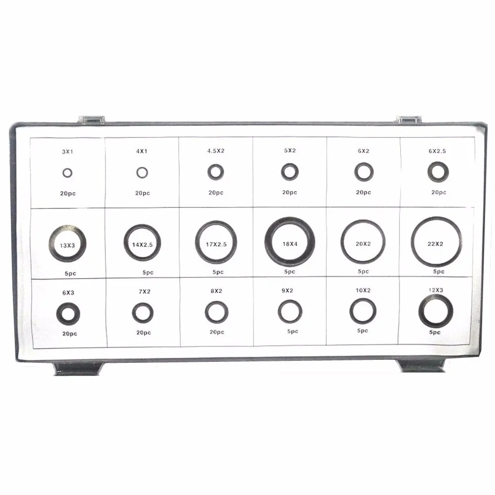 Пластиковые метрические уплотнительные кольца для мойки 18 размеров 225 шт.