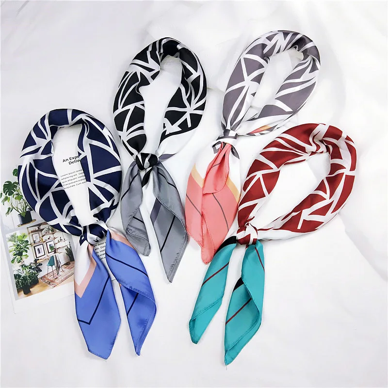 Женский шелковый шарф бандана элегантный винтажный в стиле ретро с круглым