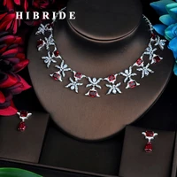 hibride fashion design red cz small jewelry sets women bridal dress jewelry accessories bijoux mariage gift n 521