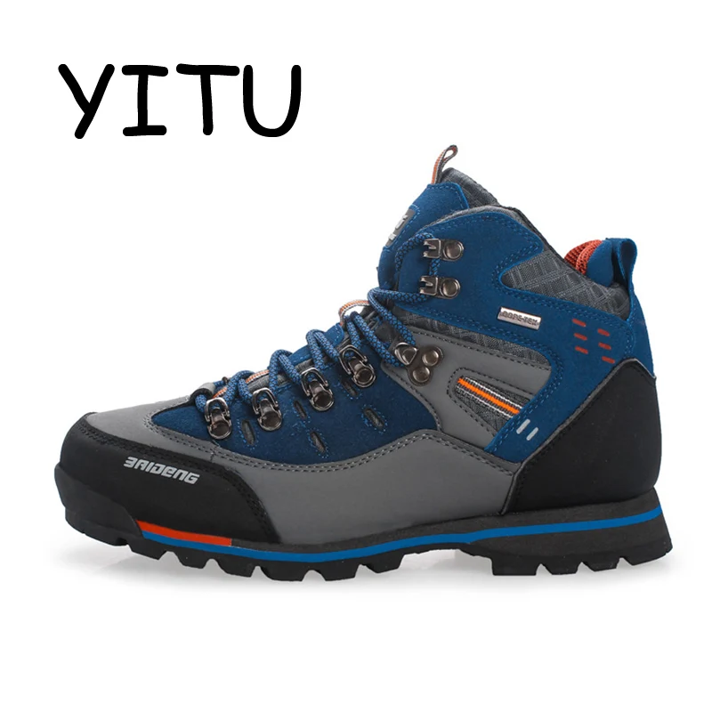 Gray Blue YITU дышащая уличная походная обувь для кемпинга, альпинизма, походные ботинки для мужчин, водонепроницаемые спортивные ботинки для рыбалки, треккинговые кроссовки - Цвет: Gray Blue