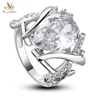 Обручальное кольцо из серебра 925 пробы, 4 карата, в форме павлина, с грушей, CFR8018