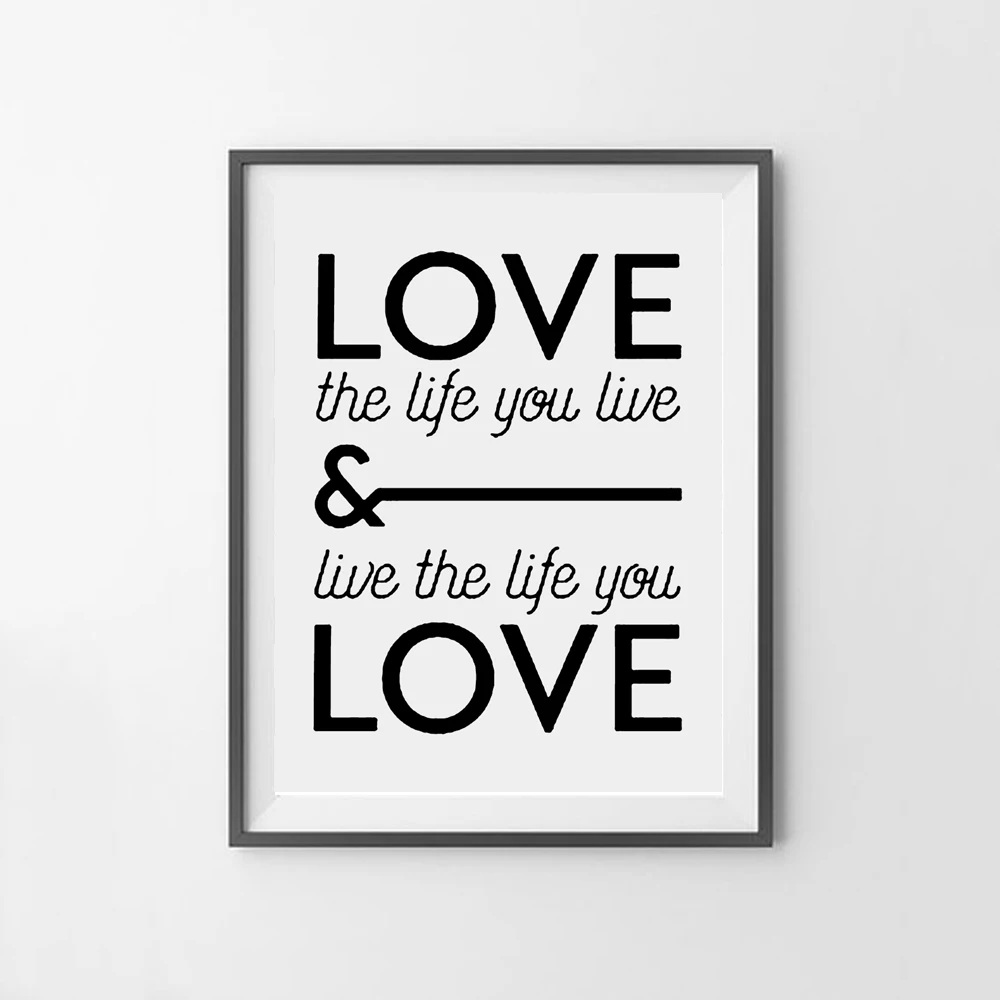 Постер для печати Love the life you live парусиновые рисунки детской комнаты Декор дома |