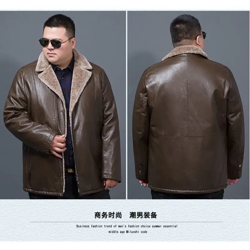 10XL 9XL 8XL 6X зимняя мужская кожаная куртка кашемировая с отворотом теплая из овчины