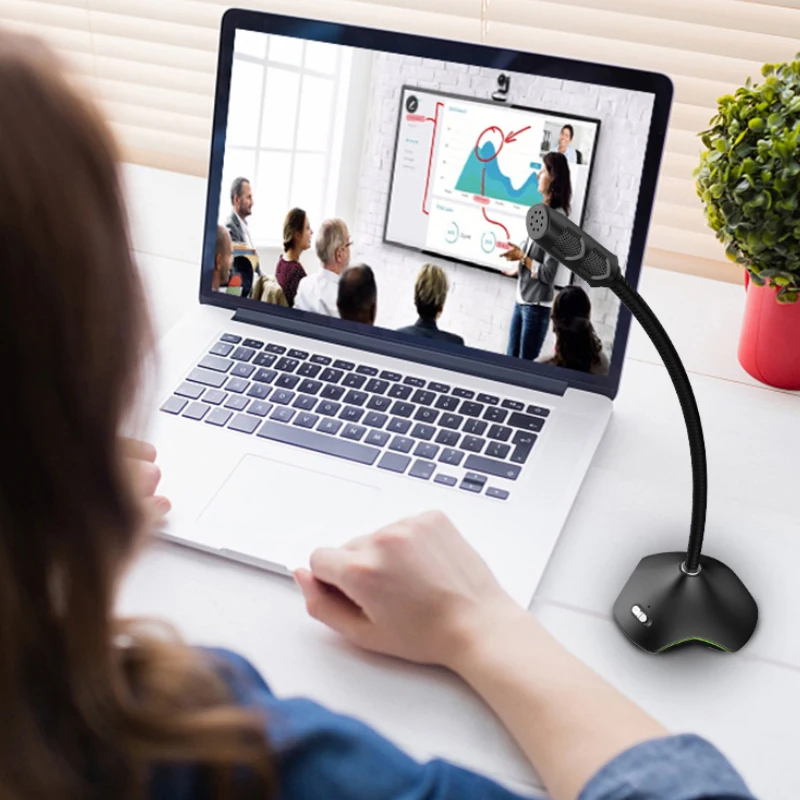 Flexible USB Condenser Microphone for Computer With led light Recording Gaming Chatting computer microphones | Электроника