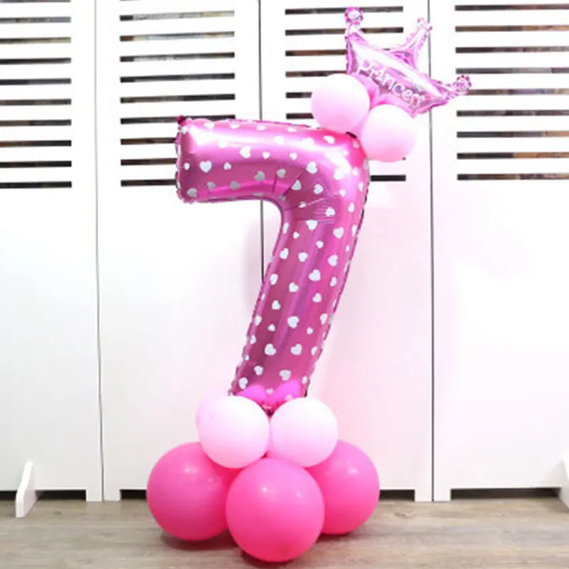 32-дюймовый цифровой мультфильм надувной детский День рождения макет украшения вечерние шляпа воздушный шар для колонны - Цвет: 08