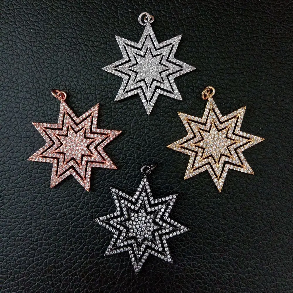 CP096 1 шт. CZ Micro Pave Star подвеска для изготовления ювелирных изделий 35*34 мм