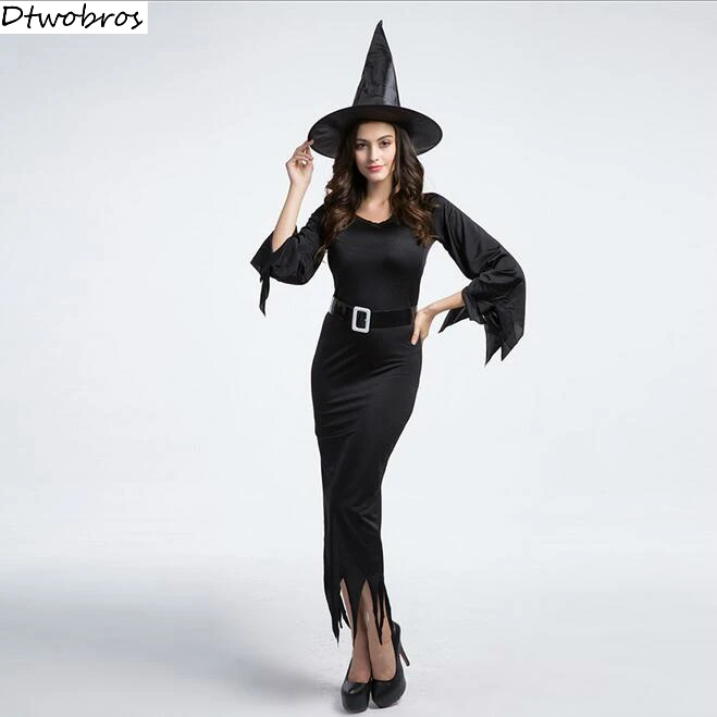 Black Witch Costume Deluxe Adult Womens Magic Moment Halloween Fancy Dress |