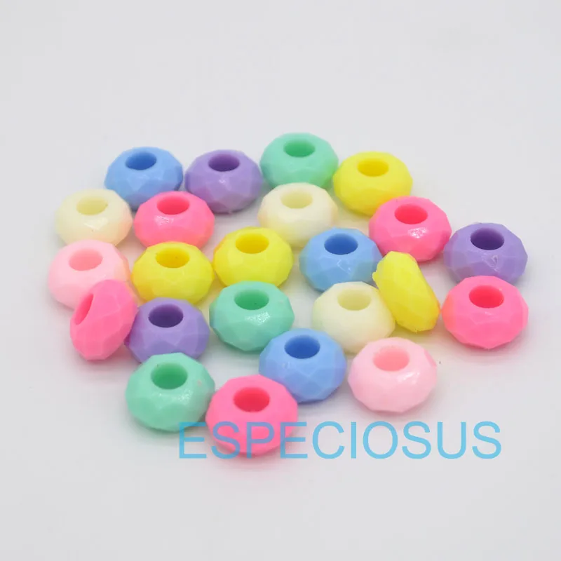 50pcs DIY fashion jewelry Fitting 14*8MM Flat Round shape Acrylic beads Big Hole Bracelet Making accessories mix color Spacer | Украшения и