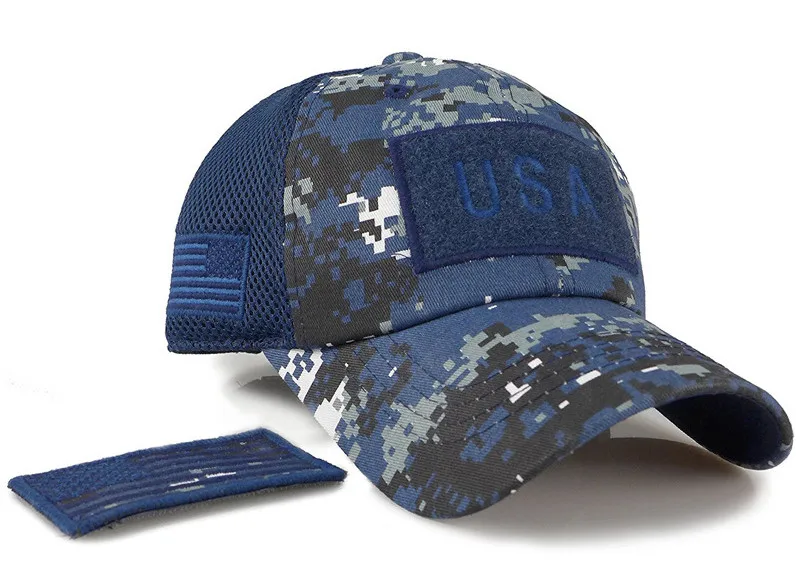 blue camouflage WOLFONROAD мужская летняя сетчатая Кепка s Военная армейская Кепка s тактическая камуфляжная бейсбольная кепка походная Кепка для кемпинга горные треккинговые шапки - Цвет: blue camouflage