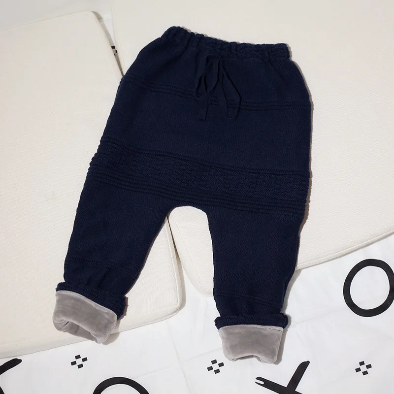 Navy Blue От 1 до 5 лет новые зимние штаны-шаровары для маленьких мальчиков и девочек плотные теплые флисовые штаны для детей ясельного возраста детская верхняя одежда - Цвет: Navy Blue